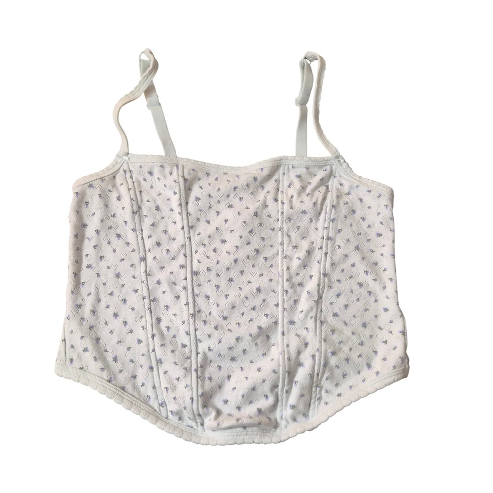Victoria's Secret PINK Blue Floral Pointelle Corset Cami Top XL 421818-SP9